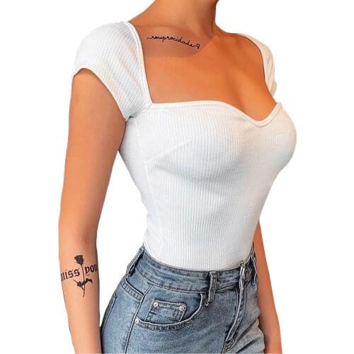 Summer Women Solid Color Short Sleeve Crop Tank Tops Tee Fashion Sexy Slim Soft Breathable Knitted Top Tank For Girls Streetwear