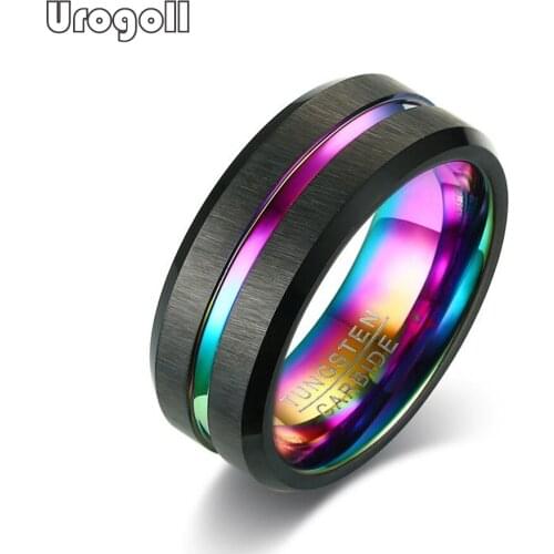 Fashion Men Ring 8MM 4 Color Tungsten Carbide Rings Wedding Bands For Men Party Wedding Matte Finished Ring Jewelry Gifts