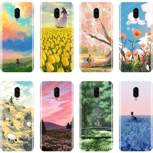 Cartoon Flower Girl Floral Sheep Sky Back Cover For One Plus 3 3T 5 5T 6 6T Soft Phone Case Silicone For OnePlus 3 3T 5 5T 6 6T