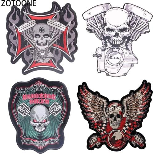 ZOTOONE Punk Skull Back Patches for Clothing Embroidered Patch Sewing for Clothes Large Decorations Iron on Patch Applications E