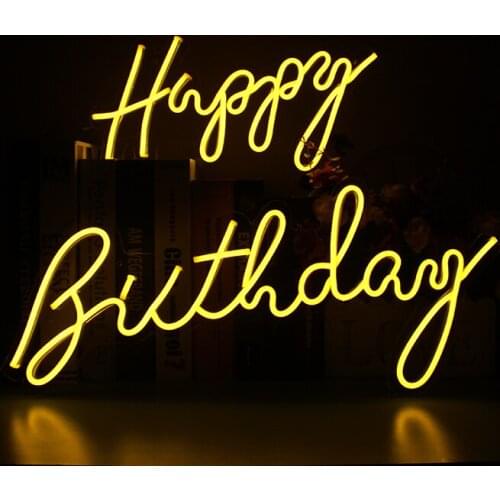 Neon Sign Light Custom Happy Birthday Holiday Decorations Cute Aesthetic Room Decor Flex Led Home Party Club Bar Ins Wall