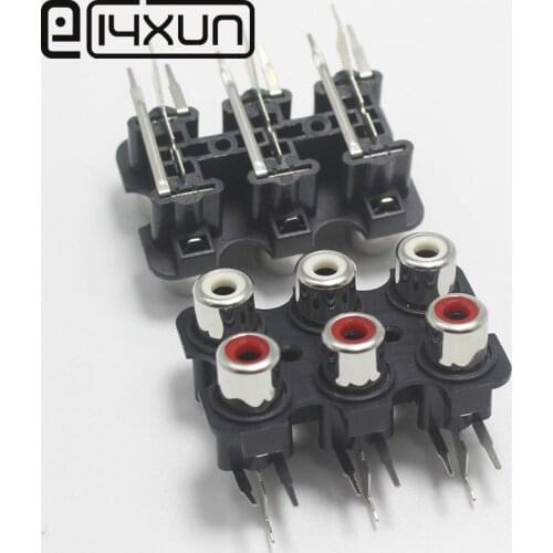 2pcs New 6Pole 6Pin RCA Female Audio Video Plug AV Connectric Socket Connector White + Red Input and Output