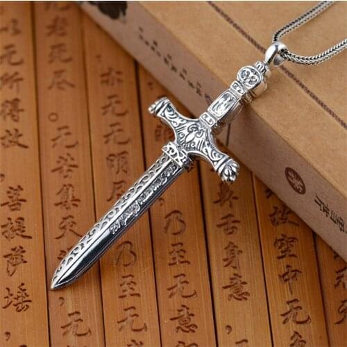 Thai silver wholesale S925 Sterling Silver Pendant antique crafts Mens personality shape pendant sword explosion gift