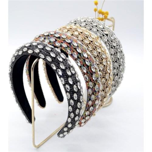 Exquisite Crystal Diamonds Baroque Hairband Colorful Diamante Bling Headband for Women Wedding Bridal Hair Accessories