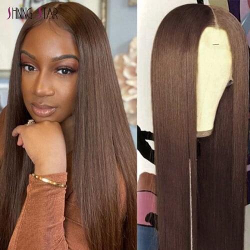 Dark Brown Lace Front Wig For Women Brazillian Straight Lace Front Wig Chocolate Brown Human Hair Wig Transparent Lace Front Wig