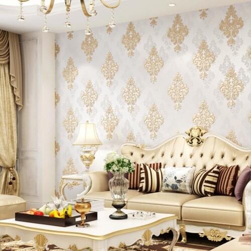 Q QIHANG 3D European Damascus Luxury Warm PVC Bedroom Living Room TV Background Wallpaper Roll 5.3m2