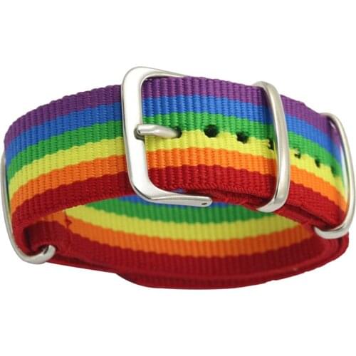 Rainbow Unisex Heavy Duty Nylon Watch Band Link Strap Webbing Replacement
