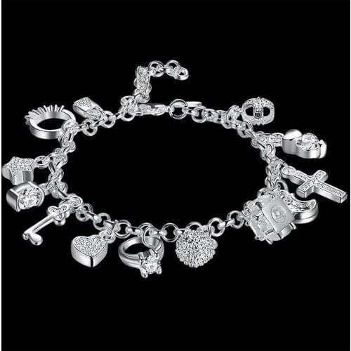 KUNIU Girls Romantic Creative Silver Bracelet Pendant Elegant Exquisite Jewelry Accessories Bracelets Love Couples Trendy Unisex