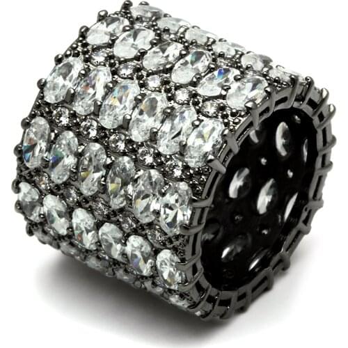 Ruthenium Brass Ring with AAA Grade CZ in Clear