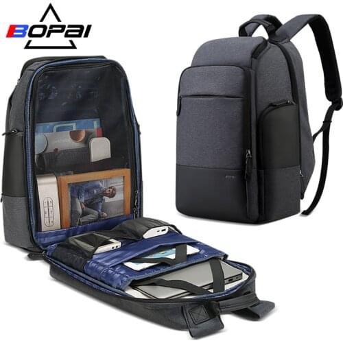 BOPAI Brand Travel Backpack Men High Capacity Multifunction USB Charging for 17Inch Laptop Backpack Anti Theft Business Backpack