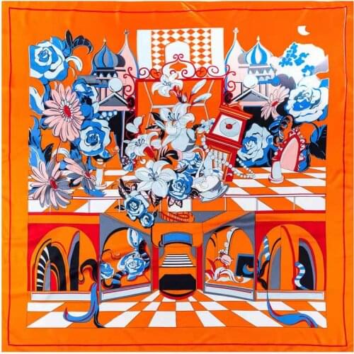 New Design Luxury Brand Scarves For Women Head Scarves Shawl Printed Twill Silk Square Hijab Scarf Wrap Foulard Bandana Kerchief