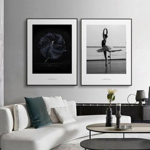 Modern Canvas Print Picture Wall Art Nordic Poster Black And White Elegant Ballet Girl Dance Paintings Home Decor Living Room