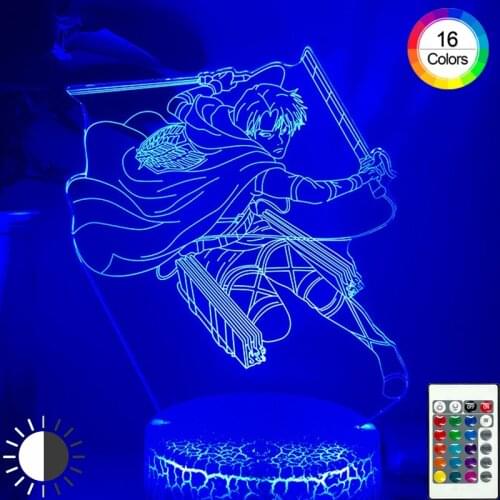 3D LED Night Light Cartoon Attacking Giant Levi Ackerman Hand-Made Creative Bedroom Decoration Childrens Holiday Gift