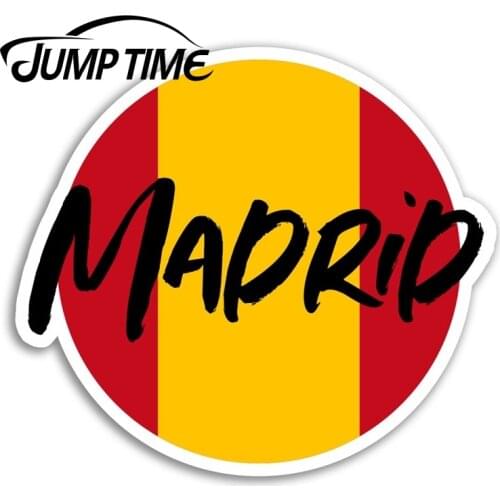 Jump Time Madrid Vinyl Stickers Spain Flag Travel Sticker Laptop Luggage Car Funny Decal Trunk Window Car Covers