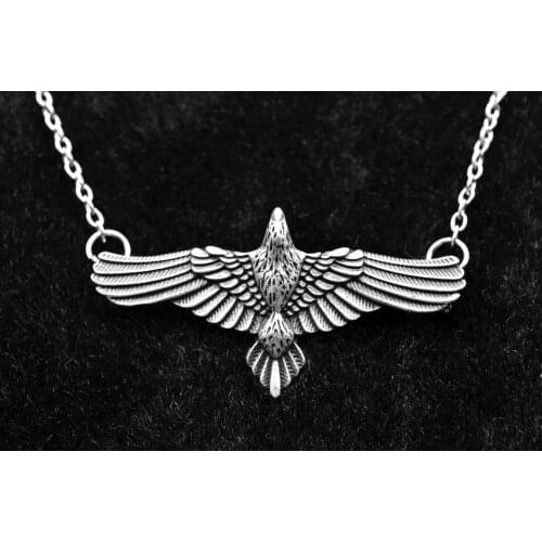 Vintage Silver Color Eagle Necklace Northern Europe Viking Pirate Necklace Gothic Style Long Chain Men Women Retro Jewelry Gifts