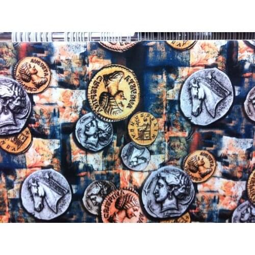 Felt cotton felt fabrics Money Laces fabric waterproof fabrics french Laces drawing plush fabric sewing material Coin pattern