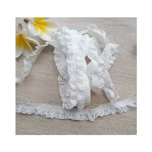 80Meters White Lace Applique Collar Embroidery Ribbon Lace Elastic Ruffle Trim For Dress Guipure Sewing On Clothes DIY Crafts