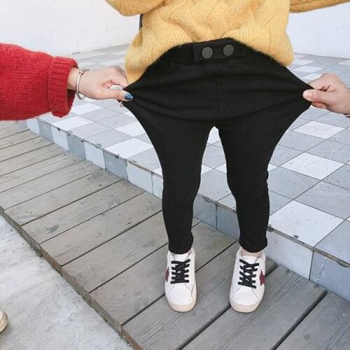 Winter New Childrens Pants Baby Girls Velvet Padded Pants Kids Solid Pensil Pants Toddler Trousers Girls Velvet Warm Pant 2-8Y