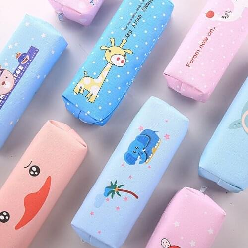 1pcs PU Pencil Case Cute Animal School Pencil Pouchstationery Multifunction Make Up Student Pen Bag School Supplies