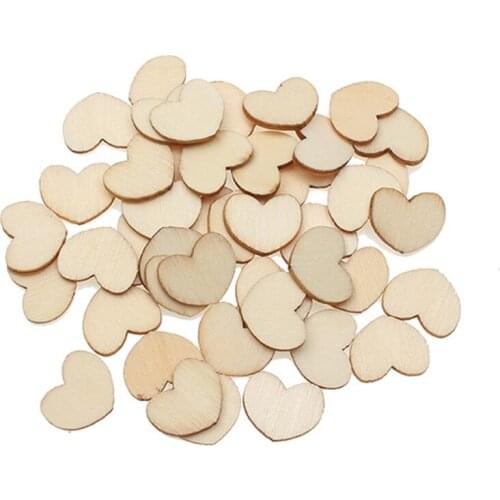 100pcs Blank Heart Wood Slices Wood Shapes For Craft DIY Scrapbooking Embellishments MDF Madera Home Decorations Wall Stickers