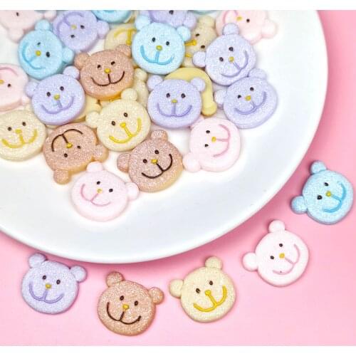 20Pcs Colorful Bear Animal Cake Decoration Crafts Bead Frame Flatback Cabochon Scrapbook Kawaii DIY Embellishments Accessories