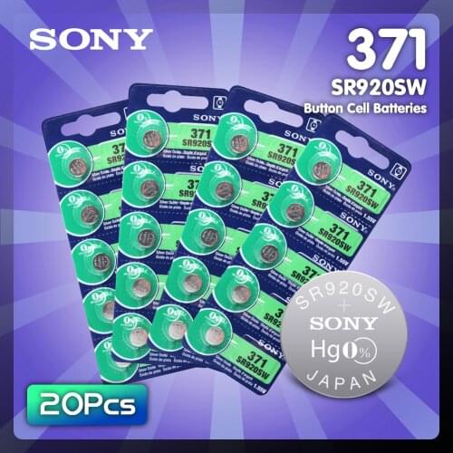 20pcs Sony Original 371 SR920SW 920 LR920 AG6 LR920 LR69 171 1.55V Silver Oxide Watch Battery Watch Battery MADE IN JAPAN