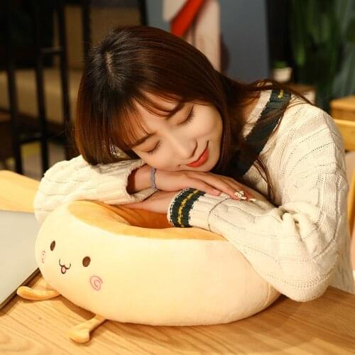 38X38X13cm Toast Bread Cushion Office Futon Thicken Butt Cushion Student Pillow Plushie Dual-use Nap Pillow Sandwich Cushion