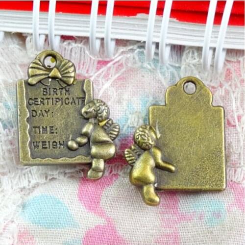 50pcs 15*19MM Antique Bronze Plated Angel Pendant For DIY Necklace Bracelet Jewelry Accessories