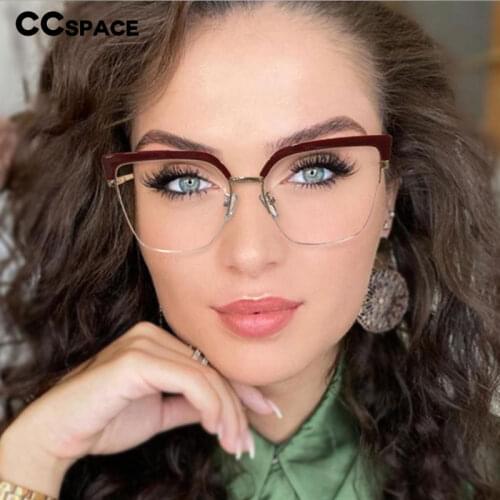 53681 Oversized Half Frame Anti Blue Light Optical Eyebrow Glasses Frames Women Fashion Computer Eyeglasses