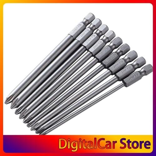 9pcs PH2 Magnetic Screwdriver Bit S2 Steel 100mm Long For Electric Screw Driver