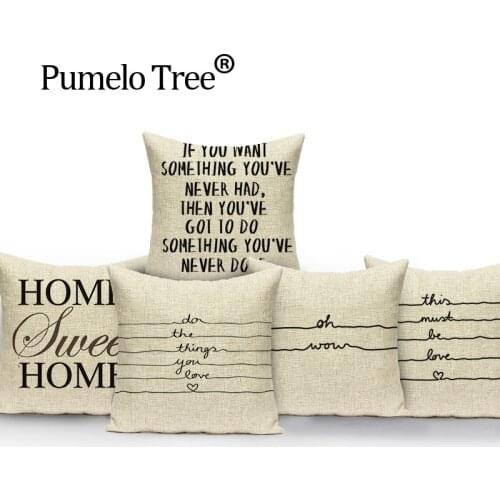Words Quotes Pillow Case Flower Cushion Covers custom linen Letter Pillow Cover Home Sofa Decoration Pillowcase Dropshipping