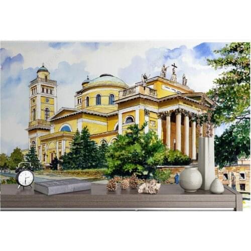 Wallpaper photo 3 d custom mural European Hand painted castle yellow Living room decoration Wallpaper for walls in rolls