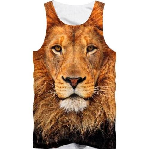 IFPD EU Size Tank Top Homme Hot Gyms 3D Sleeveless Shirt Animal Printed Lion Summer Casual Plus Size Male Summer Fitness Vest