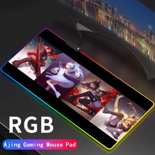 Ruby Rose Sexy Anime Girl Gaming Computer Mousepad RGB Large Gamer XXL Mouse Carpet Big Pad PC Desk Play Mat with Backlit