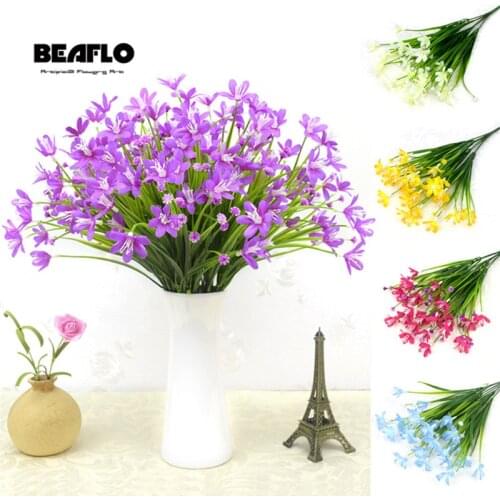 1 Bouquet 28 heads Artificial Butterfly Orchid Flowers Silk Fake Wedding Flower DIY Home Garden Decoration fake plants
