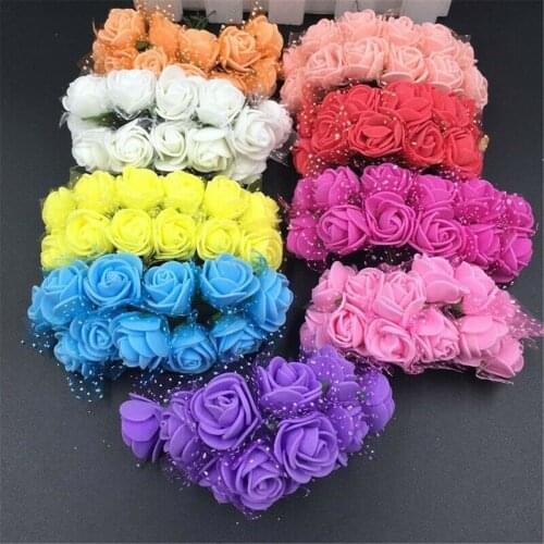 144Pcs Mini PE Foam Artificial Rose Flower Bouquet Wedding Home DIY Decoration