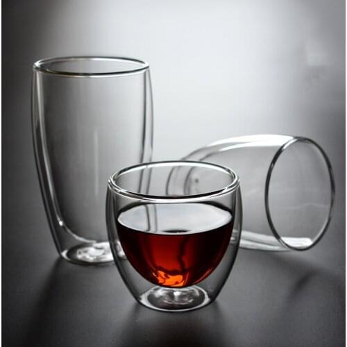 Creative Double Wall Transparent Teacup Heat-Resistant Insulated Glass Beer Water Cup Milk Juice Coffee Mug Office Drinkware