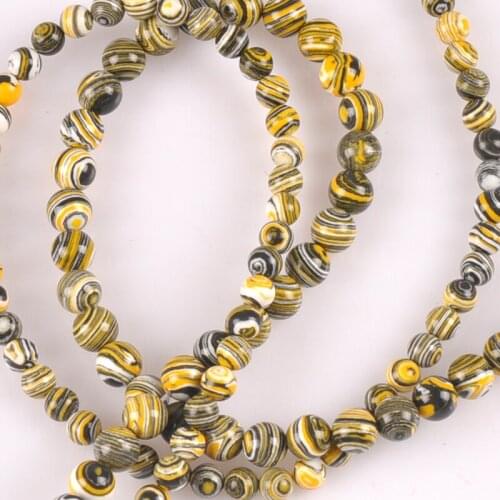 6/8mm 24/20pcs Wholesale Polished Natural Malachite Stone Round Beads For Jewelry Making DIY Bracelet Necklace YKL0670