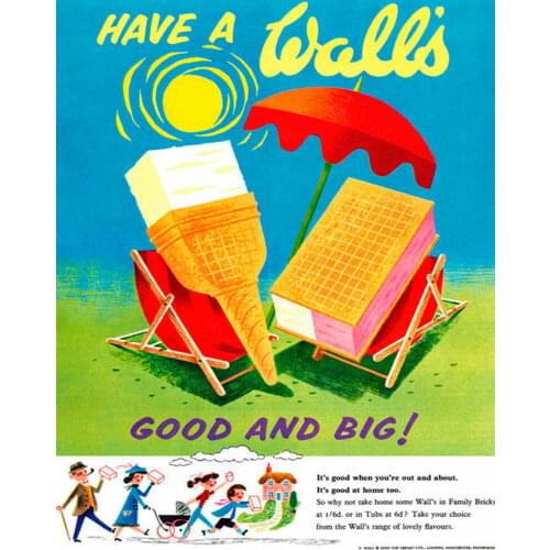 WALLS ICE CREAM-Póster de METAL, cartel de estaño para pared, estilo RETRO VINTAGE