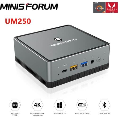 MINISFORUM DeskMini UM250 Mini PC 16GB 512GB AMD Ryzen 5 PRO 2500U 4 Cores WIFI 6 BT5.1 Office MINI PC Windows 10 Pro TV BOX