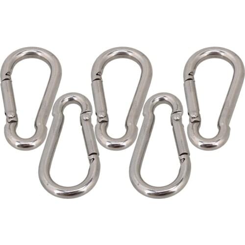 Multifunctional 304 Stainless Steel Spring Loaded Gate Snap Carabiner Quick Link Lock Ring Hook M4 40mm Pack of 5