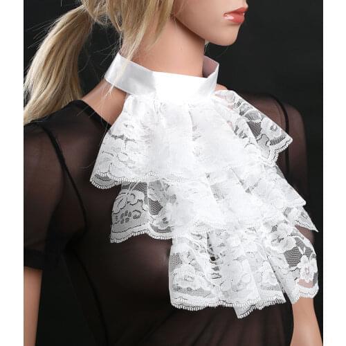 Fake Collar Victorian Renaissance detachable collar Ruffled Lace Jabot Neck Collar Stage Party fancy Steampunk Costume Accessory
