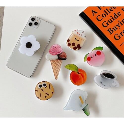 Newed Cartoon Phone Holder for iPhone 11 12 cute Korea flower Finger Ring Stand /universal Mobile Phone grip Expanding Holder