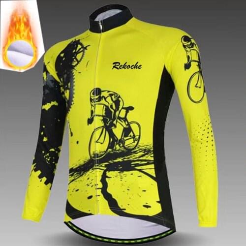 New authentic autumn and Winter Fleece cycling wear long sleeve suit mens mountain bike warm clothes