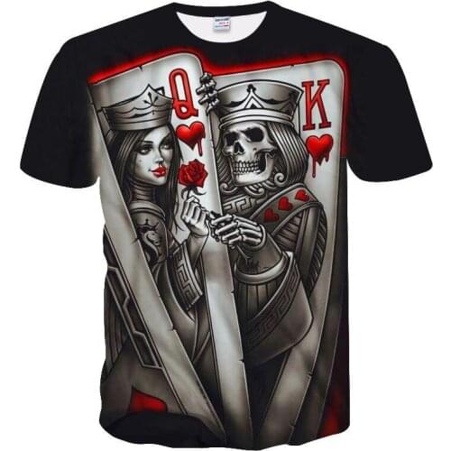 New Casual Skull Poker Printed 3d T -Shirt Men Short Sleeve Tee Shirt Homme Black Design Tee Tops Male Summer Tops Drop Ship