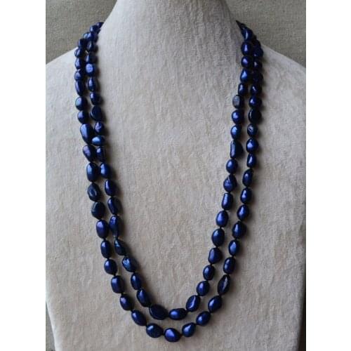 New Favorite Pearl Long Necklace Navy 9mm Genuine Freshwater Pearl Handmade Jewelry Fine Birthday Party Nice Lady Gift