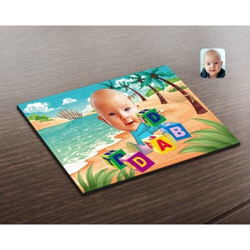 Personalized Baby Caricature Of Wooden Puzzle-5 Decoration Girlfriends Gift Moment Happy Design Modern Quality Reliable Wall picture