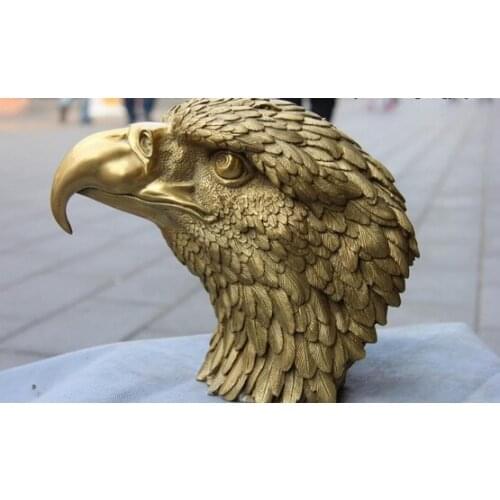 Song voge gem S0089 Chinese Folk Brass Copper Feng Shui Ferocious Eagle hawk Goshawk Head Art Statue