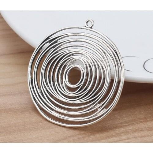 5 Pieces Tibetan Silver Large Spiral Swirl Vortex Round Charms Pendants for Necklace Jewelry Making Accessories 48x45mm