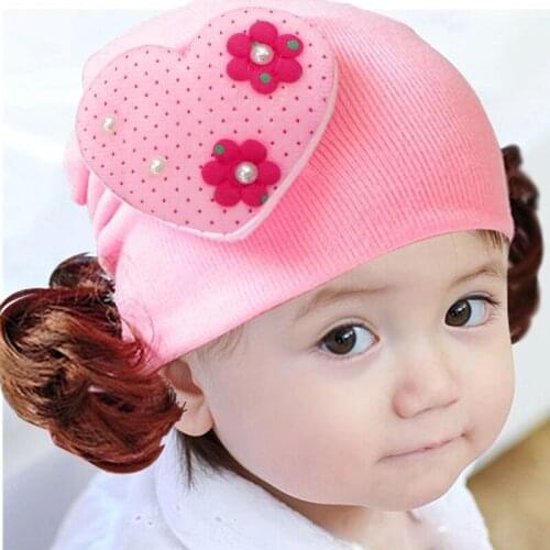 Love Heart Toddlers Infant Baby Headband Hair Band Headwear Wig Hat PK Venonat Knited Woolen Headgear caps Keep Warm Set